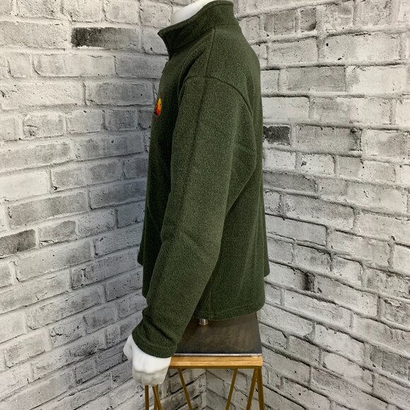 Vintage 1/4 Zip Fleece Henley Sweater Jacket Mens L Embroidered Green Pullover - Picture 6 of 11